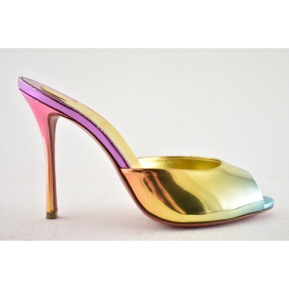 Christian Louboutin Me Dolly 100 Boreal Gold Backless Sandal Mule Heel Pump 37 - Picture 2 of 16